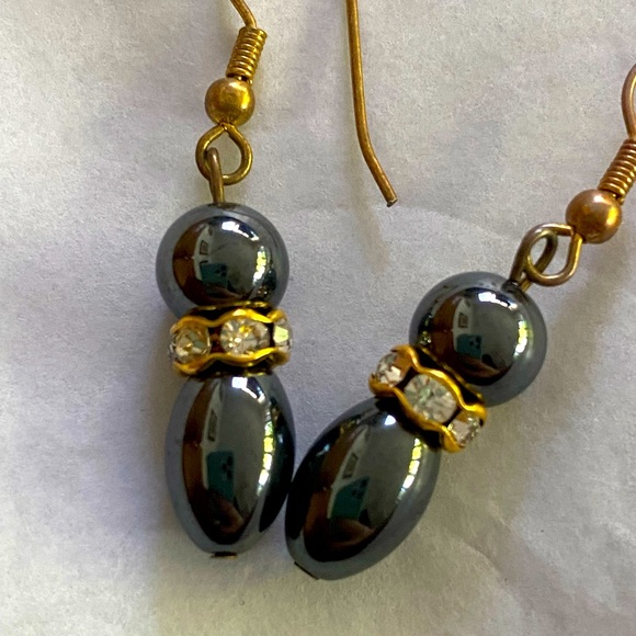 VINTAGE GOLD Faux diamond earrings - Picture 2 of 3